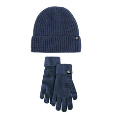 Striped Wool Knitted Hat And Gloves Set