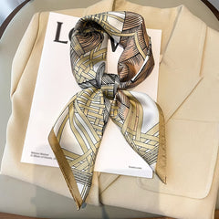 Vintage Print Silk Scarf Classic Square Bandana for Women