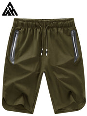 Men's Casual Loose Zipper Pocket Elastic Waist Drawstring Gym Shorts