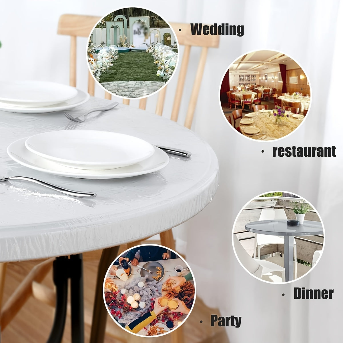 Vinyl Round Tablecloth Waterproof Tablecover Rectangle Table Cloth