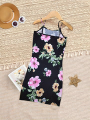 Girl's Boho Floral Cami Dress Summer Spaghetti Sleeveless