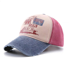 Men's Beach Print Distressed Baseball Cap