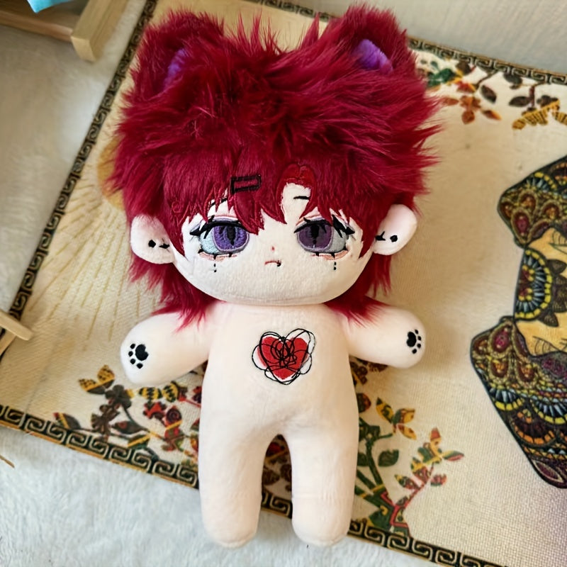 Red Long Hair Plush Doll with Big Ears