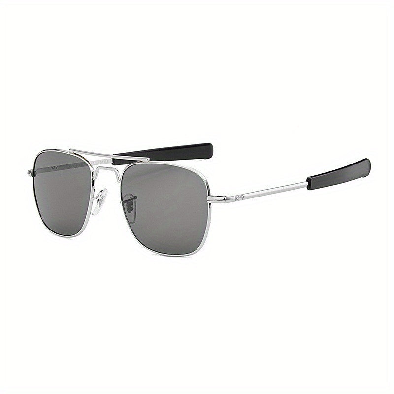AO Men's Square Frame Metal Anti Light Sunglasses
