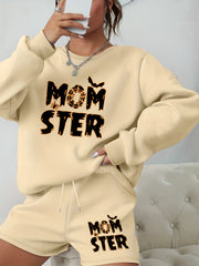Halloween 2pcs Set Graphic Sweatshirt & Shorts Outfit