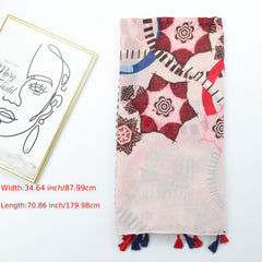 Geometric Star Print Tassel Scarf Boho Shawl Travel Beach Towel For Women