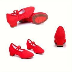Red Dance Practice Shoes for Latin and Modern Dance