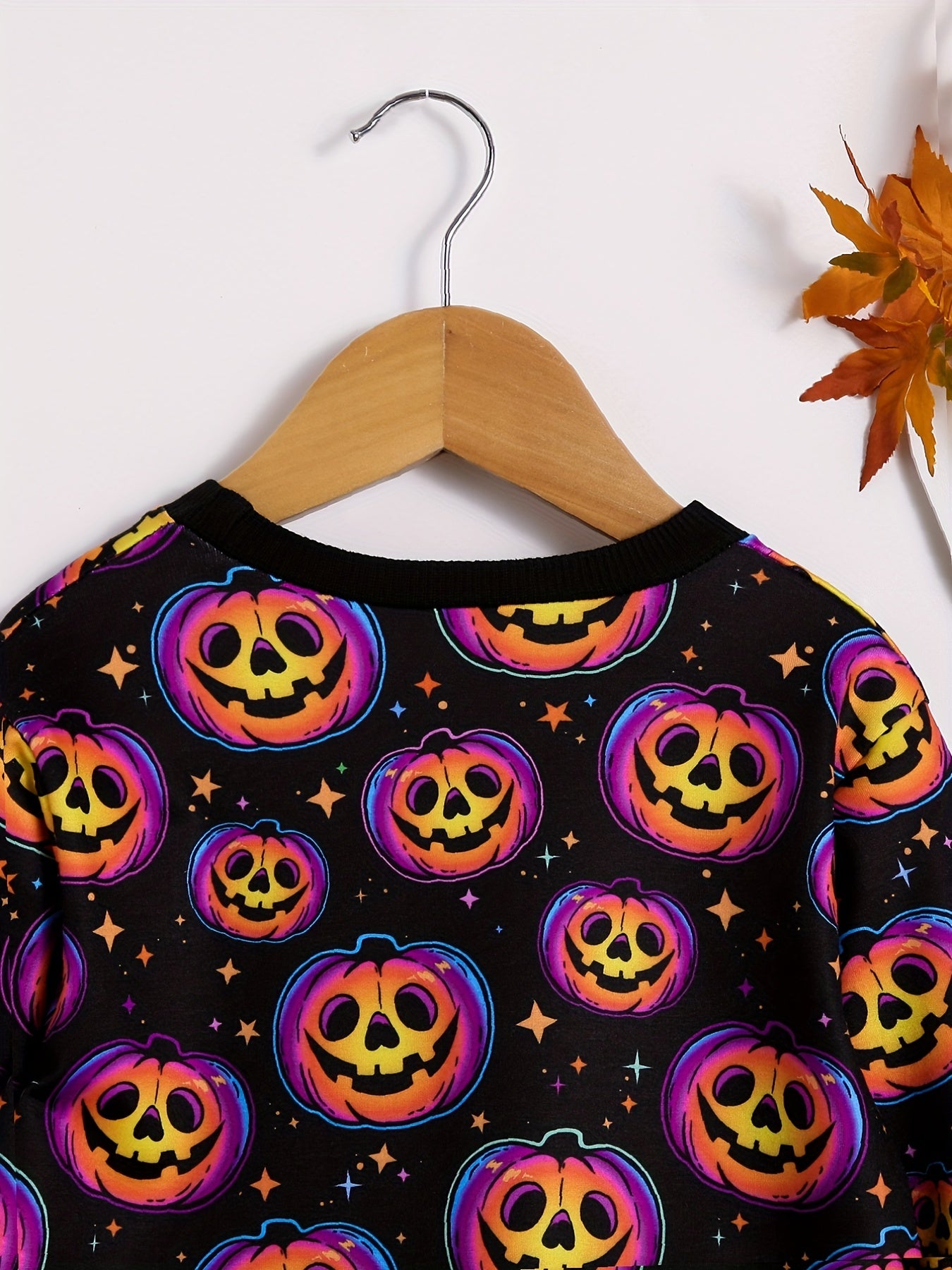 Halloween Pumpkin Print Boys Pullover Sweatshirt