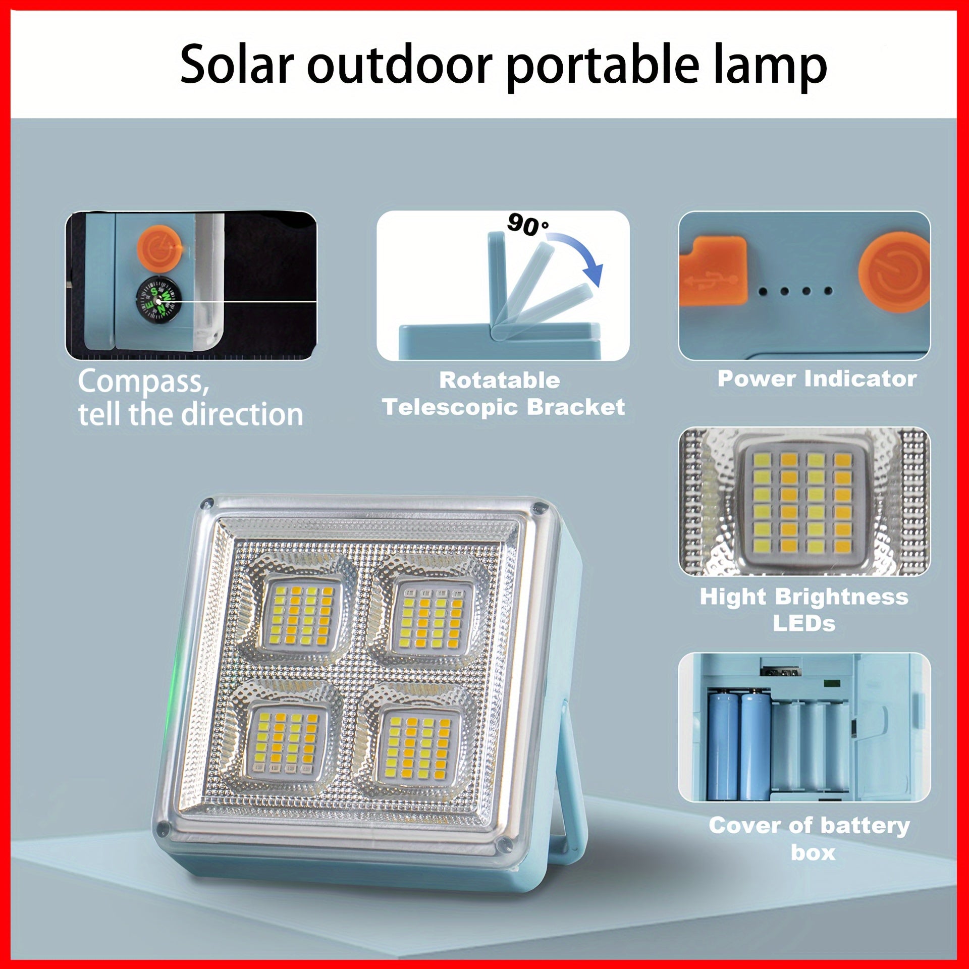 LED Solar Work Light Waterproof Camping Flash Emergency Light