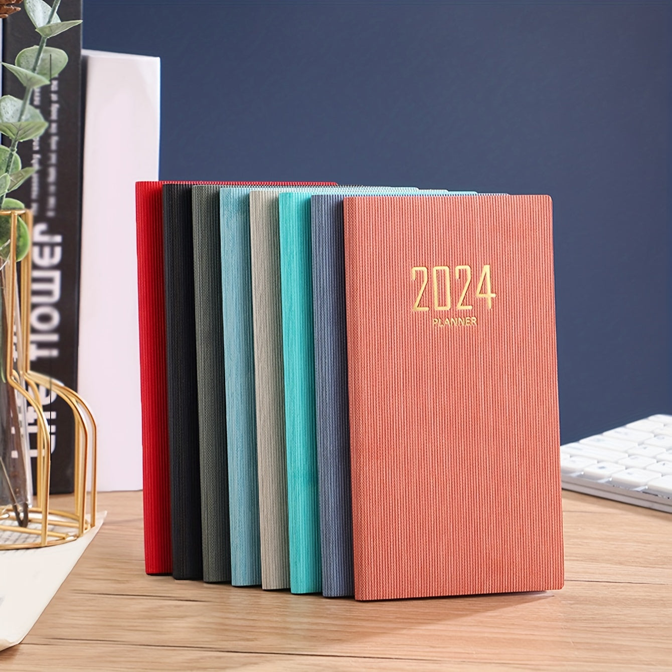 English Schedule Book for Students and Office - Leather Daily Planning Notebook
