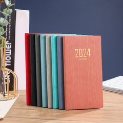 English Schedule Book for Students and Office - Leather Daily Planning Notebook