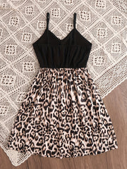Girls Leopard Print Cami Dress for Party Beach Vacation