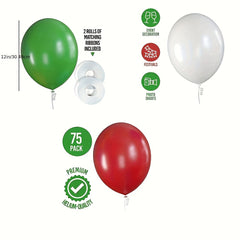 75pcs Christmas Latex Balloon Set Holiday Decor Party Favor Scene Decor
