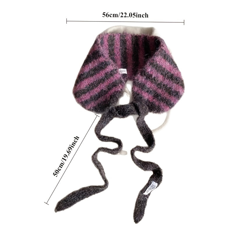 Striped Scarf for Women Autumn Winter Fashionable Ear Warmer & Hat Accessory