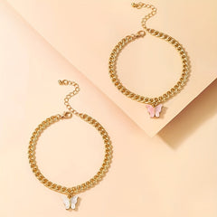 Beach Butterfly Acrylic Anklet Bracelet for Women