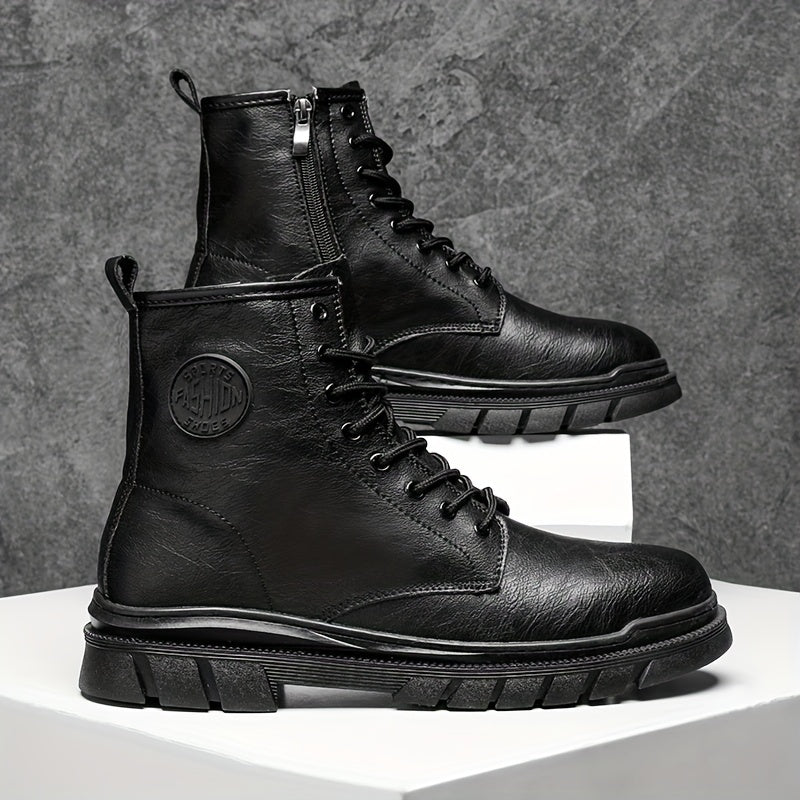 Men's Lace-up Ankle Boots Zipper Casual Walking Shoes