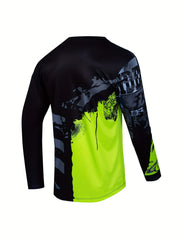 Men's Alphabets Pattern Cycling Jersey - Moisture Wicking Long Sleeve