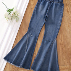 Girls Classic Flared Jeans High Waisted Bell Bottom Pants