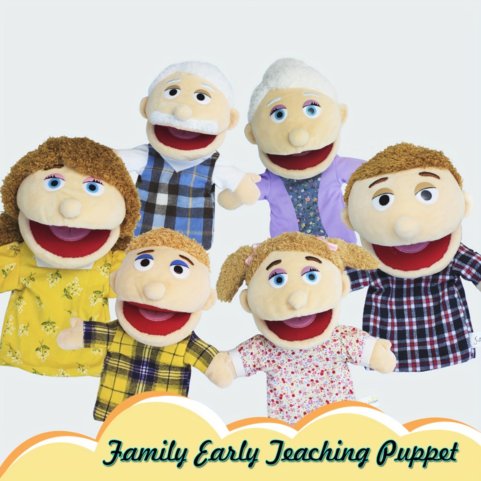 Family Hand Puppets Plush Soft Hand Puppets Ethnic Puppets Story Toys