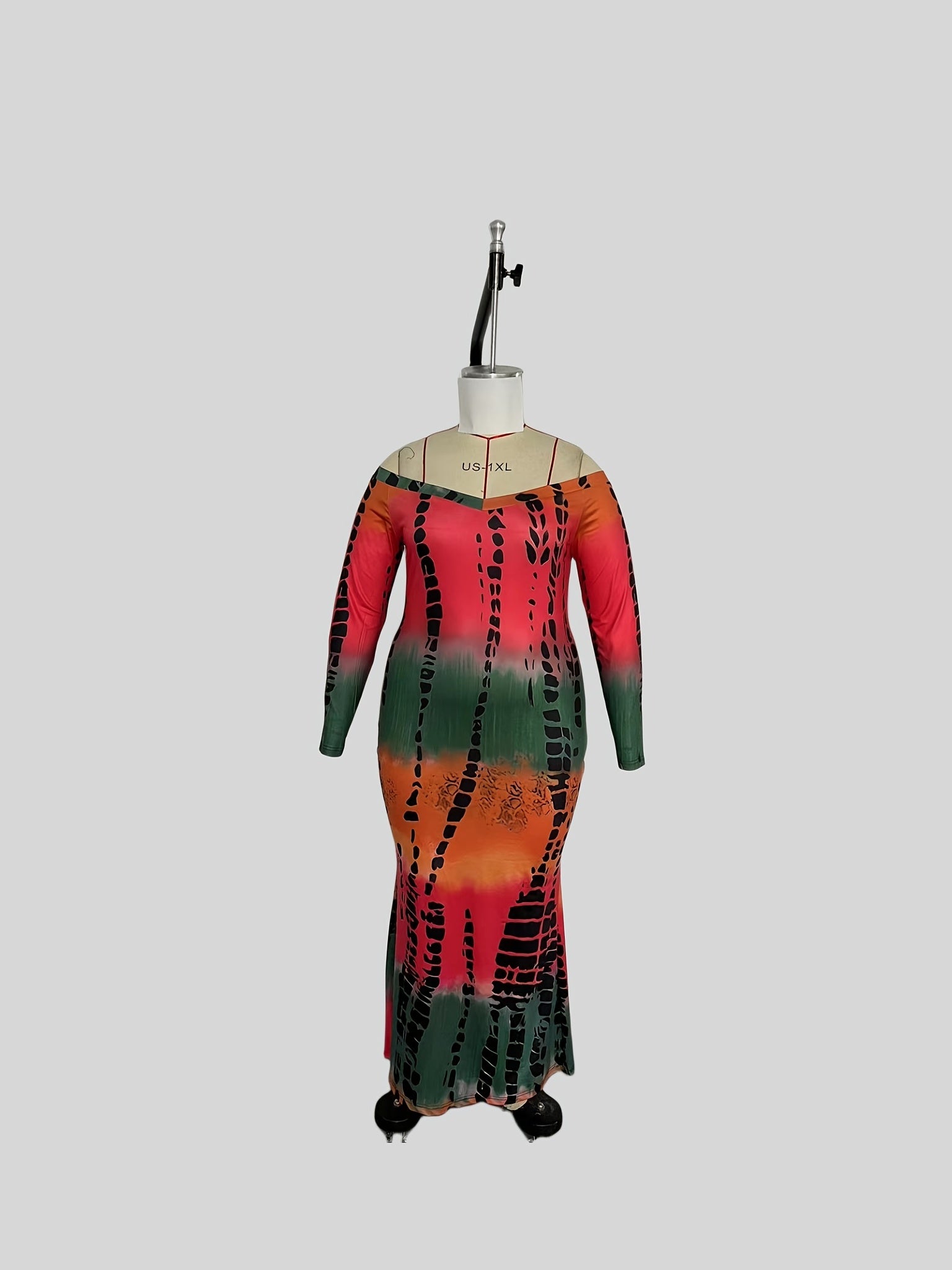 Ombre Print Off Shoulder Bodycon Maxi Dress