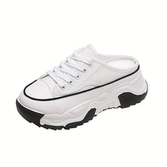 Women's Platform Canvas Slip-On Shoes Height Increasing Outdoor Sneakers
