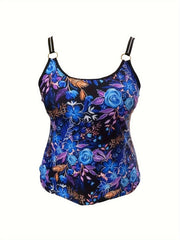 Floral Print Modest Tankini Set Plus Size