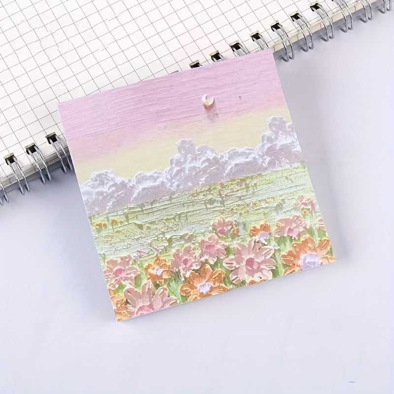 4pcs Painting Style Sticky Notes Set For Girls