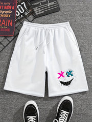 Grimace Print Men's Drawstring Shorts Casual Loose Summer Clothing