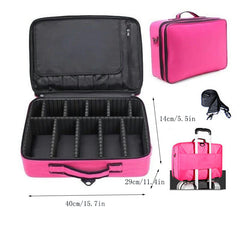 Pro Travel Makeup Case w/ Adjustable Dividers & Shoulder Strap