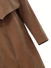 Casual Lapel Neck Long Sleeve Trench Coat for Women