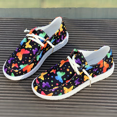 Women's Colorful Butterfly Skateboard Shoes Lace-up Flat Comfortable Sneakers