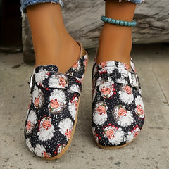Santa Pattern Canvas Skate Shoes Women