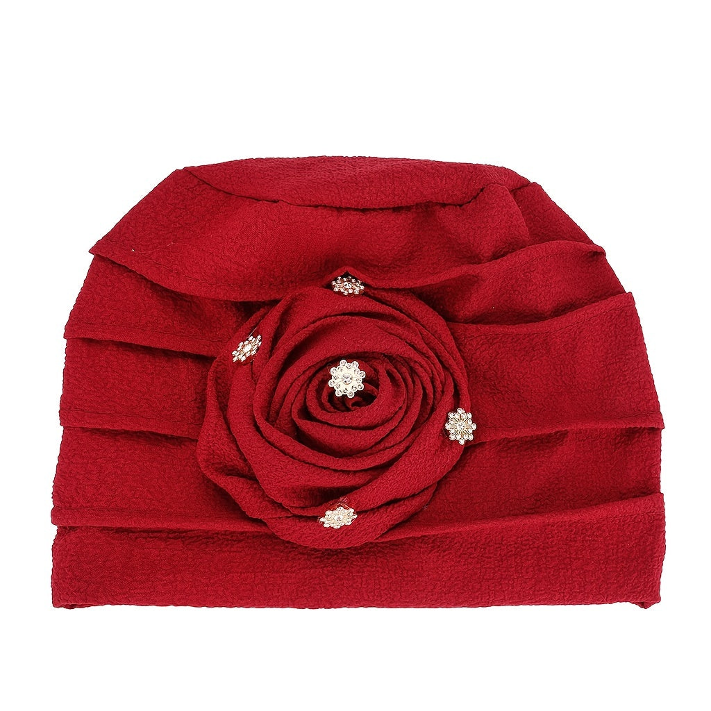 Ladies Pearl Bandana Hat Solid Beanie Valentines