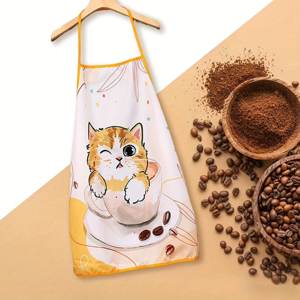 Cat Pattern Polyester Apron for Women Waterproof Thickened Hand Painted