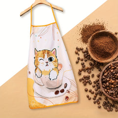 Cat Pattern Polyester Apron for Women Waterproof Thickened Hand Painted