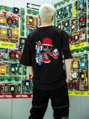 Men's Cartoon Graffiti Print T shirt Active Tee
