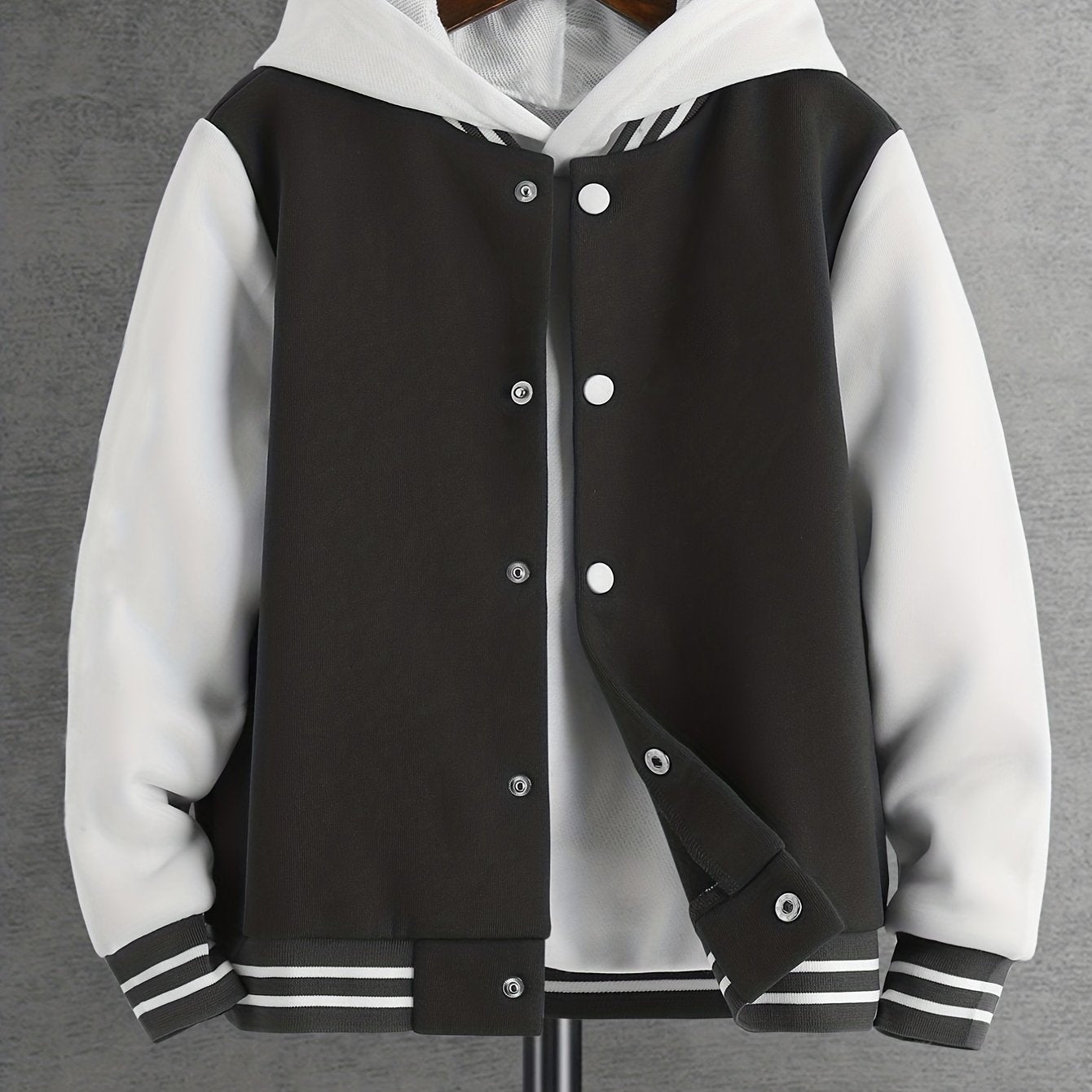 Boys Letter Graphic Varsity Jacket Long Sleeve Baseball Collar