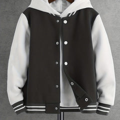 Boys Varsity Jacket Baseball Collar Letter Graphic Drop Shoulder