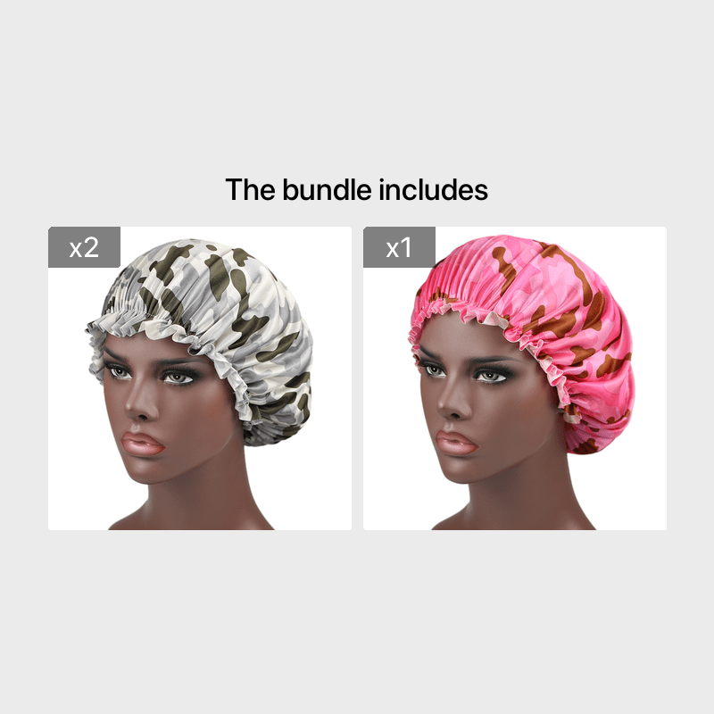 Camo Print Hair Caps Bonnet Sleep Night Hat with Trim Hair Cap