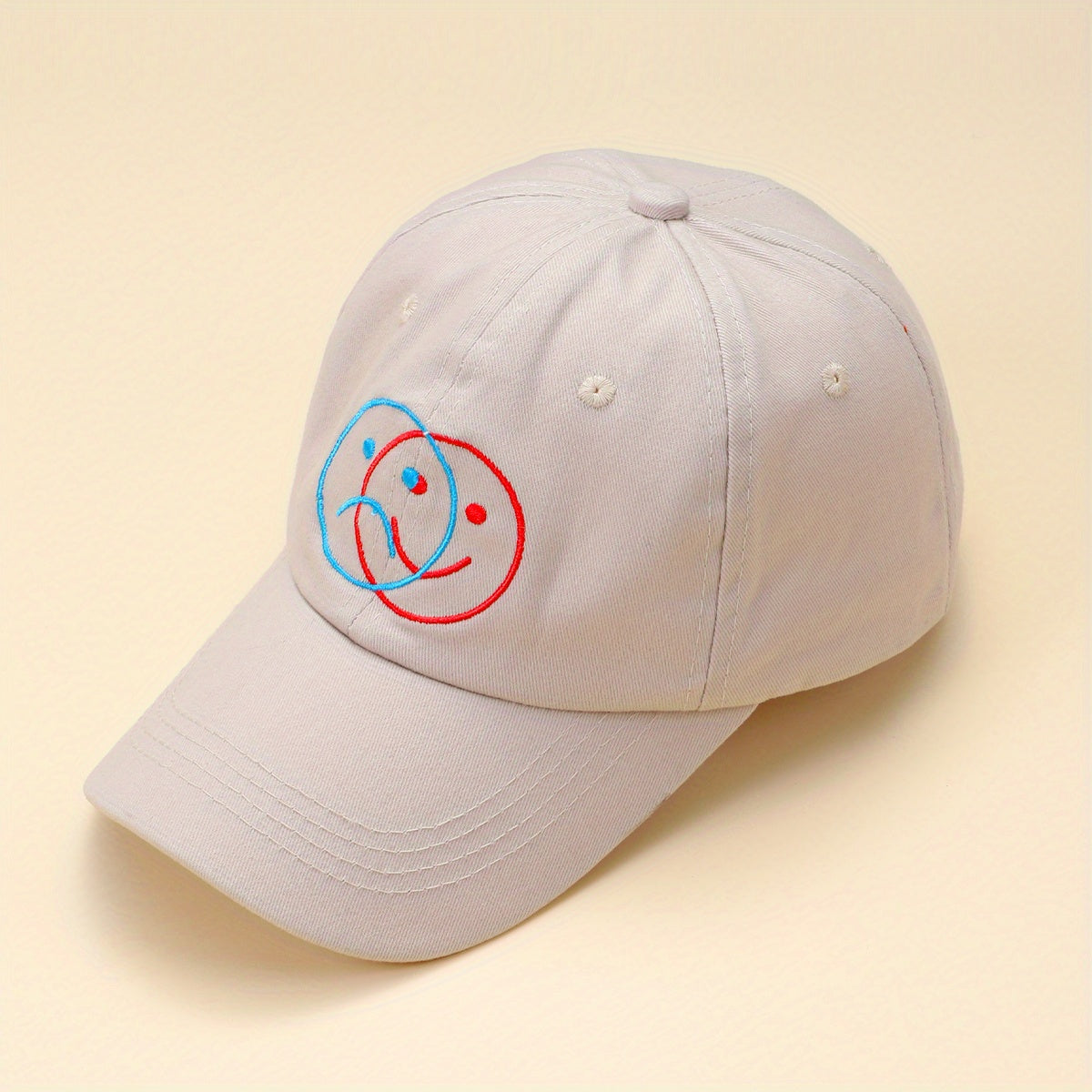 Men's Happy Face Embroidered Baseball Cap