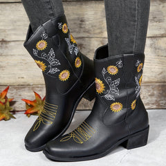 Women's Sunflower Embroidered Western Boots
