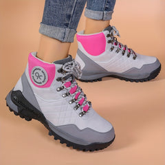 High Top Wear Resistant Hiking Boots Lace Up Thick Sole Trekking Shoes