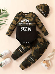 Baby Boy's Camo Suit TO THE CREW Printed Romper & Trousers Set