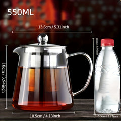 Heat Resistant Glass Teapot Thickened Filter Liner Teapot 550ml