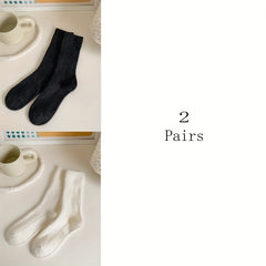 6 Pairs Solid Fuzzy Socks Women's Stockings & Hosiery