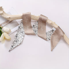 Floral Pattern Neckerchief Casual Ribbon Skinny Scarf