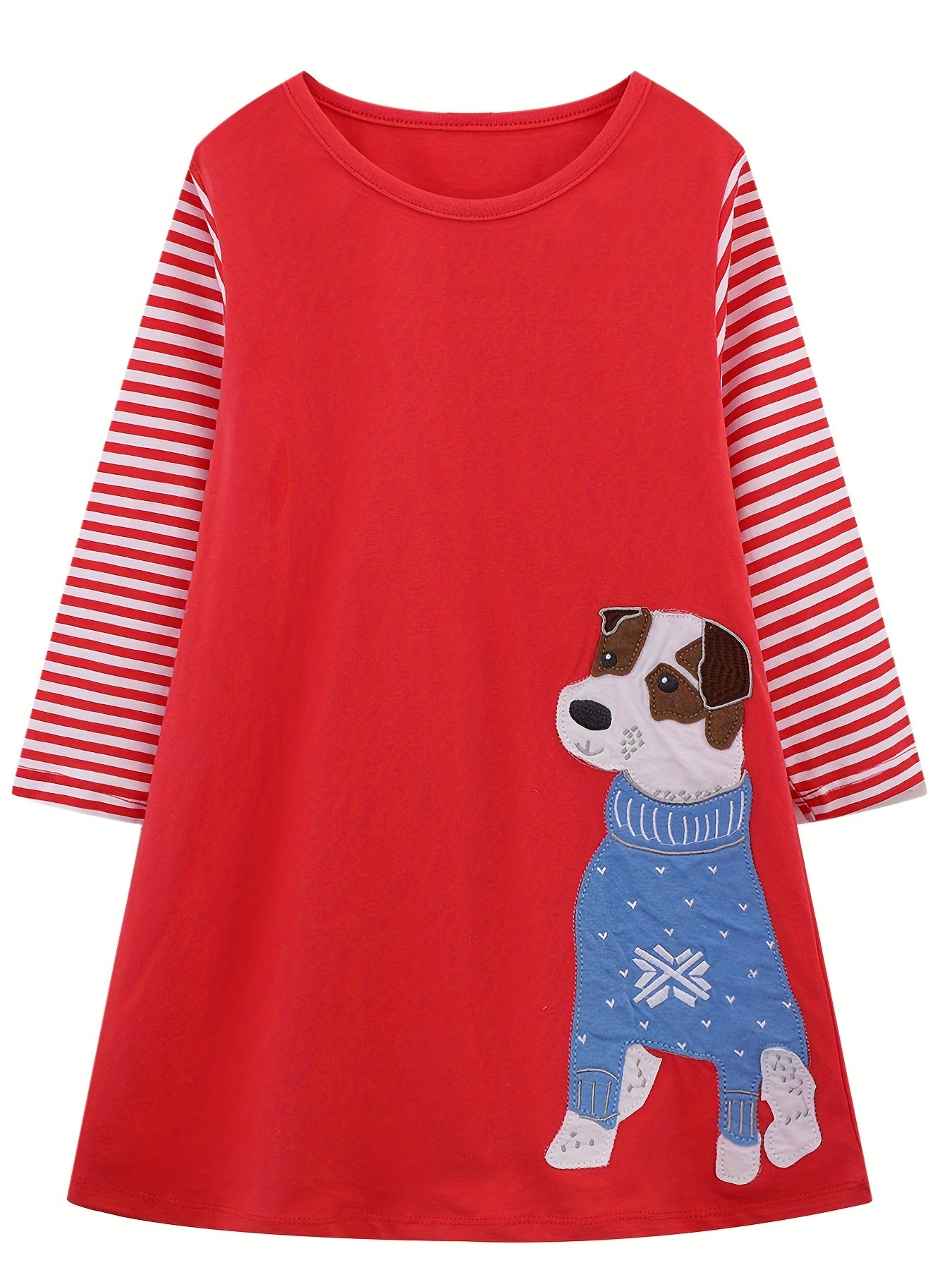 Christmas Playwear Dress For Toddler Girls Long Sleeve Dress 2-8 Years