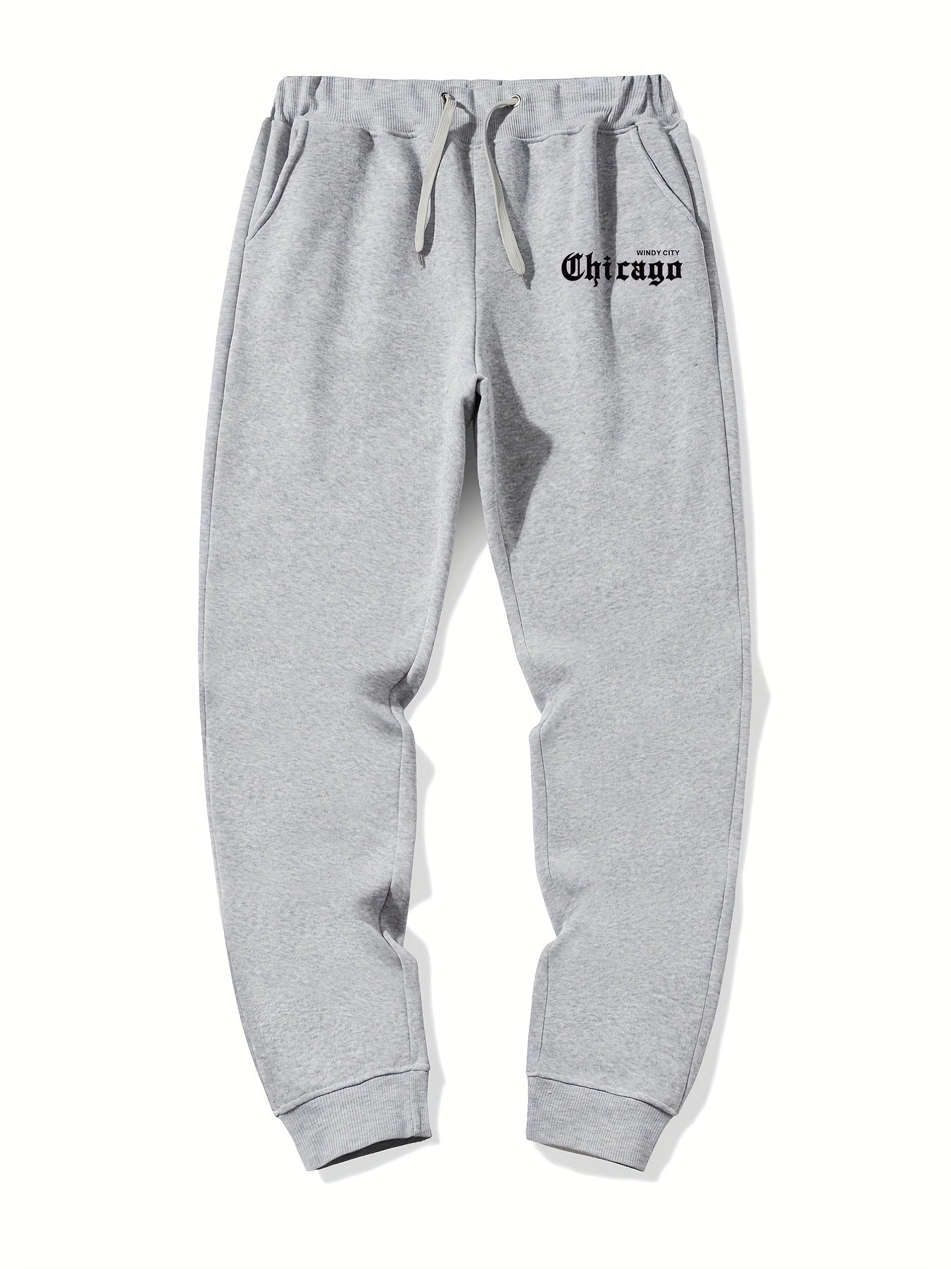 Chicago Letter Print Casual Joggers Men's Sweatpants