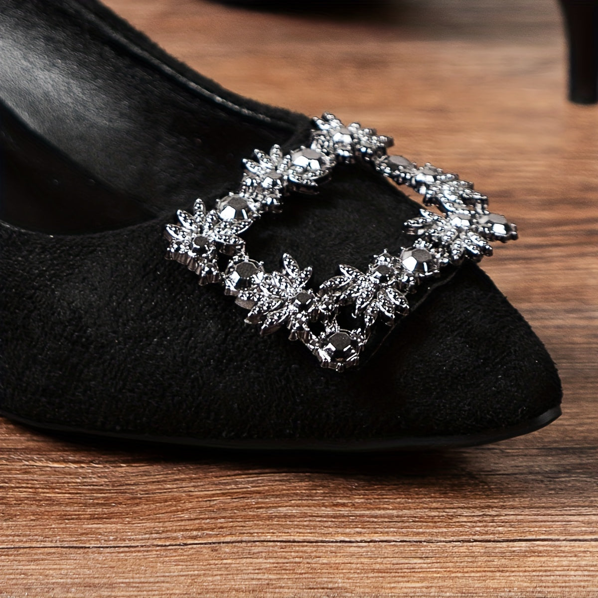 Rhinestone Buckle Stiletto Heels Point Toe Wedding Shoes Pumps