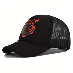 Tiger Print Trucker Hat Hip Hop Mesh Baseball Cap Adjustable Sunshade Dad Hats